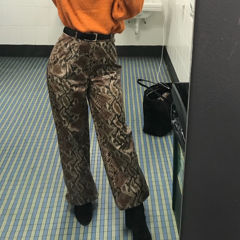Snakeskin Flared Pants